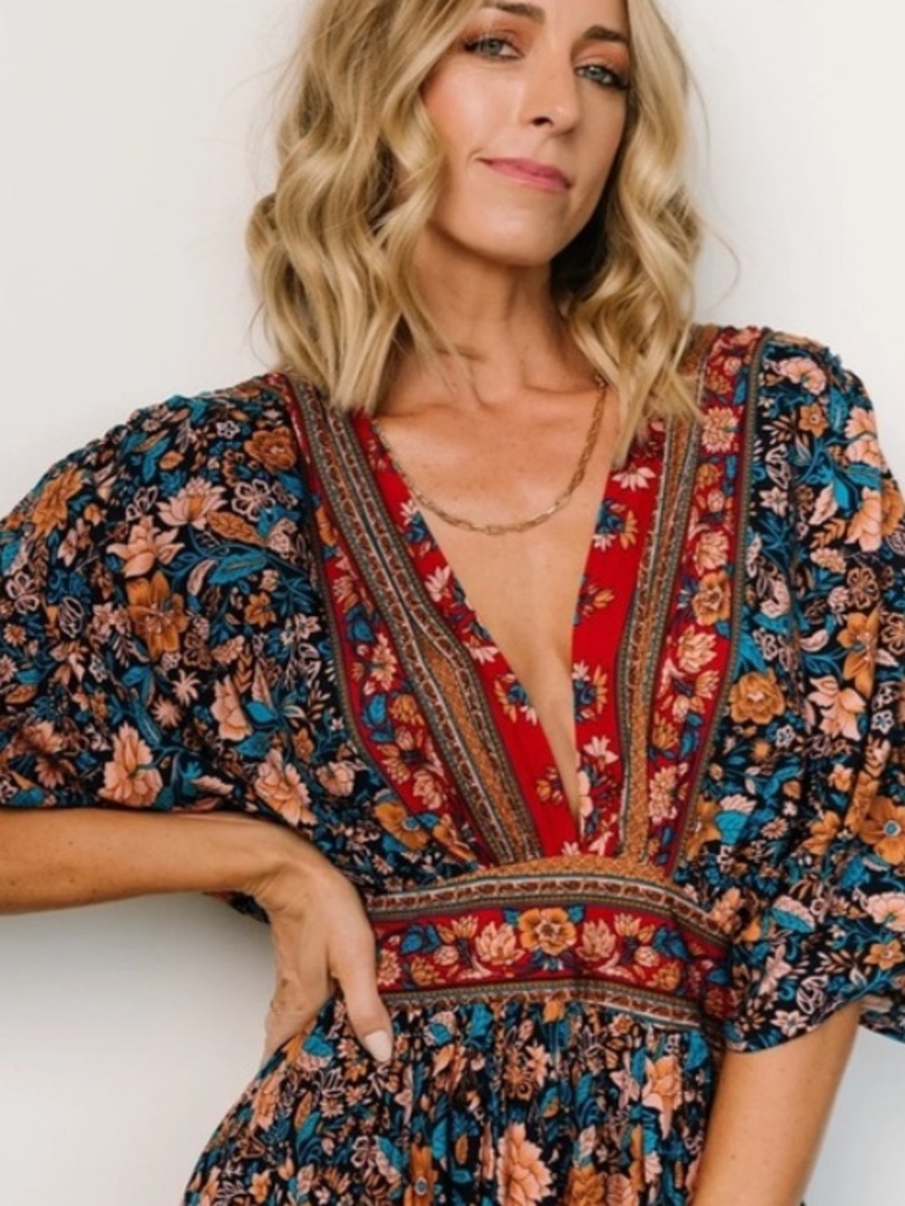 BALTIC BORN leanne midi dress boho paisley floral festival fall size L - Picture 3 of 13